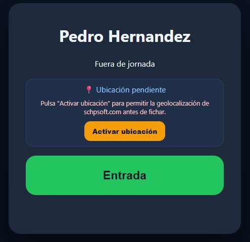 Kiosco de fichaje SCHP desde tablet